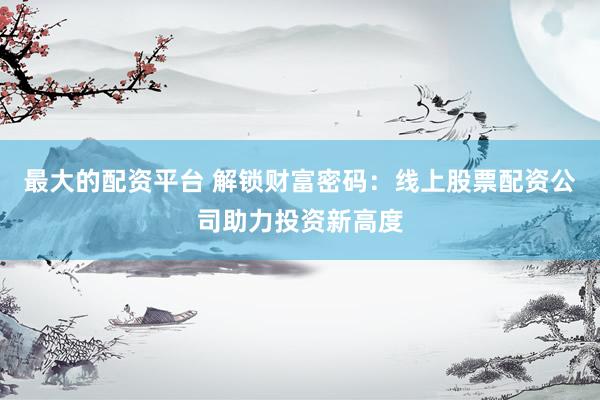 最大的配资平台 解锁财富密码：线上股票配资公司助力投资新高度